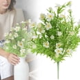 thumbnail image 4 of 2Pcs Realistic Artificial Flowers Cemetery Bouquet Plastic Memorial Flowers for Hanging Window Box Home Table Centerpieces Decor, 13X2In (Green4), 4 of 5