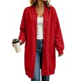 thumbnail image 2 of WIZUTIZ Women's Solid Color Button Front Jacket Mid-Length Long Sleeve Pockets Loose Fit Casual Winter Warm Coat Outerwear, 2 of 7