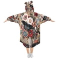 thumbnail image 2 of BZSMCE Wearable Blanket Hoodie Fashion Patchwork Bloom Home Wear, 2 of 7