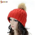 thumbnail image 3 of Spencer Kids Bady Braided Pom Pom Knit Beanie Hat Knit Ski Ball Cap Crochet Winter Warm Hat, 3 of 5