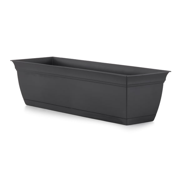 The HC Companies 24 Inch Long Eclipse Window Flower Box with Saucer, Black