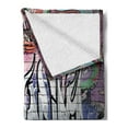 thumbnail image 2 of Brick Wall Soft Flannel Fleece Blanket, Graffiti Grunge Art Wall Several Creepy Underground City Urban Landscape Print, Cozy Plush for Indoor and Outdoor Use, 70" x 90", Multicolor, by Ambesonne, 2 of 5