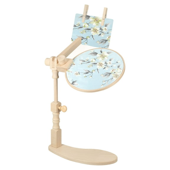 Embroidery Hoop Stand, Adjustable Sitting Cross Stitch Stand Wooden Embroidery Hoop Holder