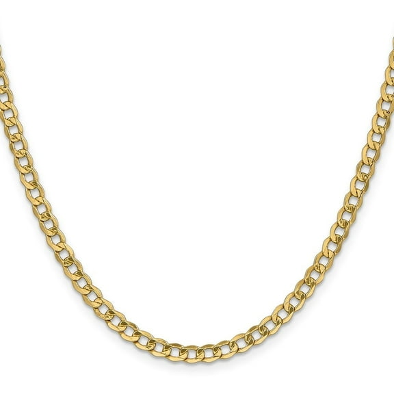 Diamond2Deal 14K Yellow Gold 4.3mm Semi-Solid Curb Chain Necklace for Men 16"