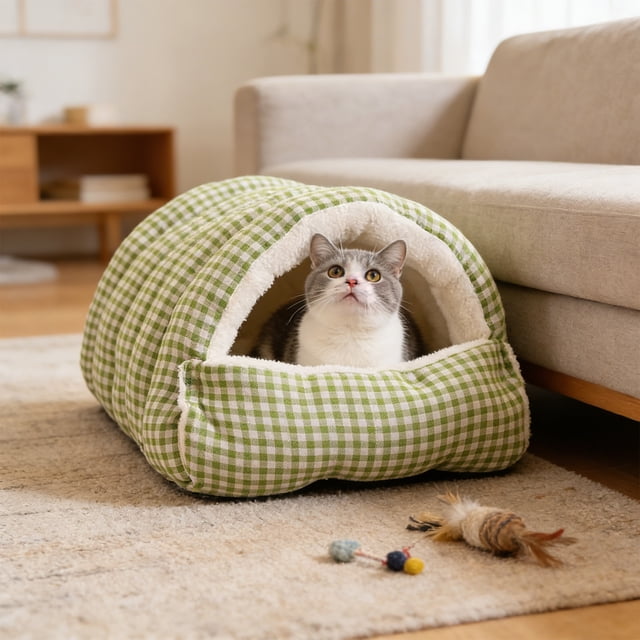 Cama Para Mascotas Pet Villa, Cama Extrable Para Gatos, Clida Para El Invierno, Nidos Para Mascotas Con Dos Usos, Alfombrilla Antideslizante, Para Gatos Y Perros Pequeos, 50 X 76 Cm, UKHBMC