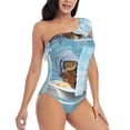 thumbnail image 3 of Sikiie Funny Cat Taking a Bath Print Women One Piece Swimsuits Tummy Control One Shoulder Bathing Suits Ruffle Swimwear, From S to XXL-Medium, 3 of 6