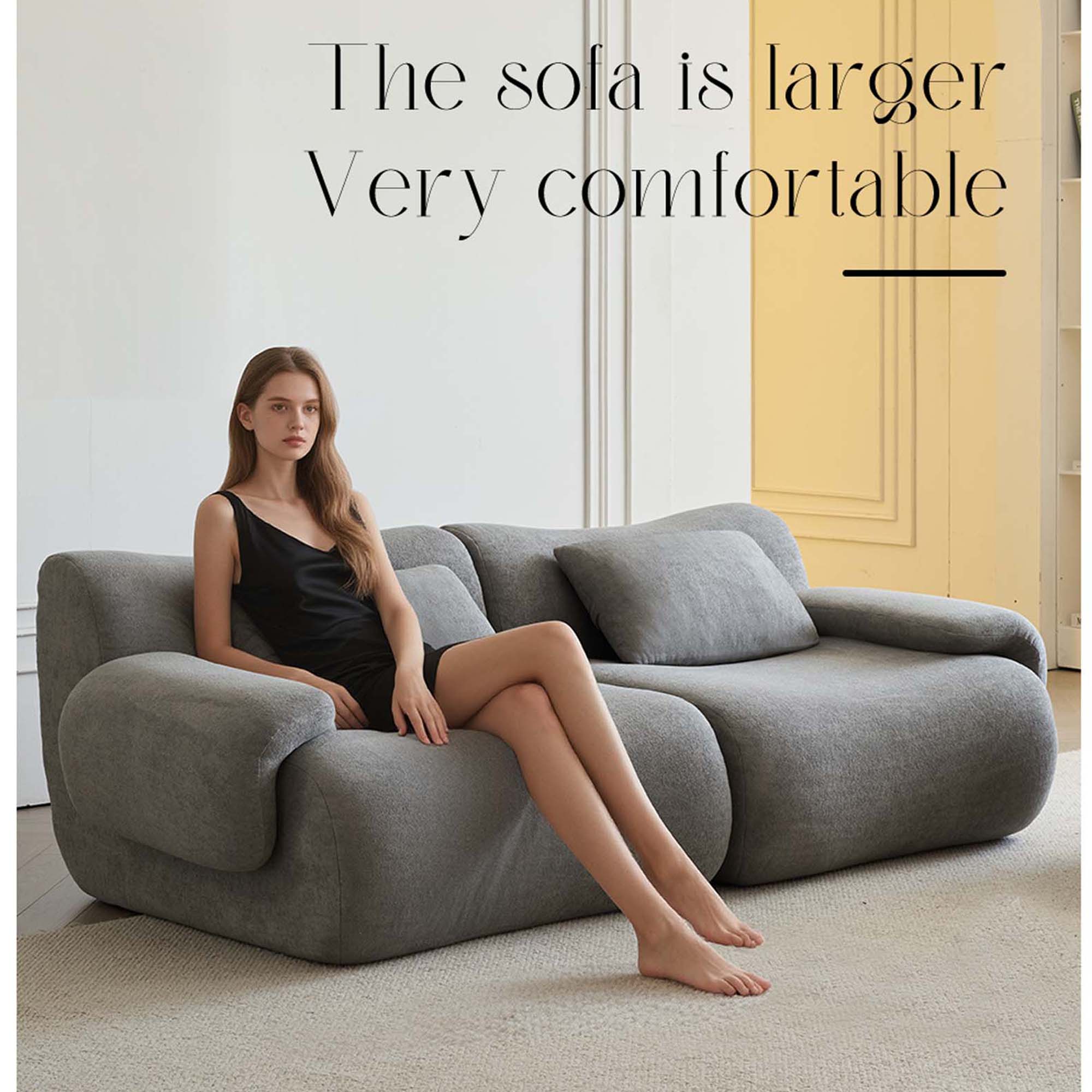 Miniyam 79" Light Grey 2-Seater Couch, Memory Foam Loveseats Modern Compression Sofa with Deep Seat, No Assembly Required Couch for Living Room Bedroom Apartment