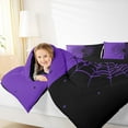 thumbnail image 4 of Manfei Spooky Spider Webs King Size Comforter Sets,Happy Halloween Day Bedding Comforter Set,Purple Black Bedding Set For Boys Kids,Luxury Bedroom Decor Reversible,3pcs, 4 of 8
