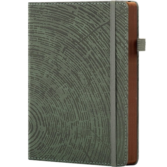 Lined Journal Notebook for Work, A5 Debossed Hardcover Journals for Men Women Writing, 200 Pages Cream Paper, College Ruled Daily Notebook for Business, Office, Travel, School (Tree Ring)