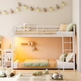 thumbnail image 2 of Zimtown Twin Over Twin Bunk Bed with 3 Storage Drawers, Metal Low Profile Bunk Bed Frame with LED Lights, Charging Station, White, 2 of 7