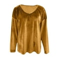 thumbnail image 4 of ClodeEU Women's V Neck Long Velvet Sleeve Tops ,Casual Fashions Basic Loose Fit Tunic T Shirts Gold,Womens Plus XXL, 4 of 8