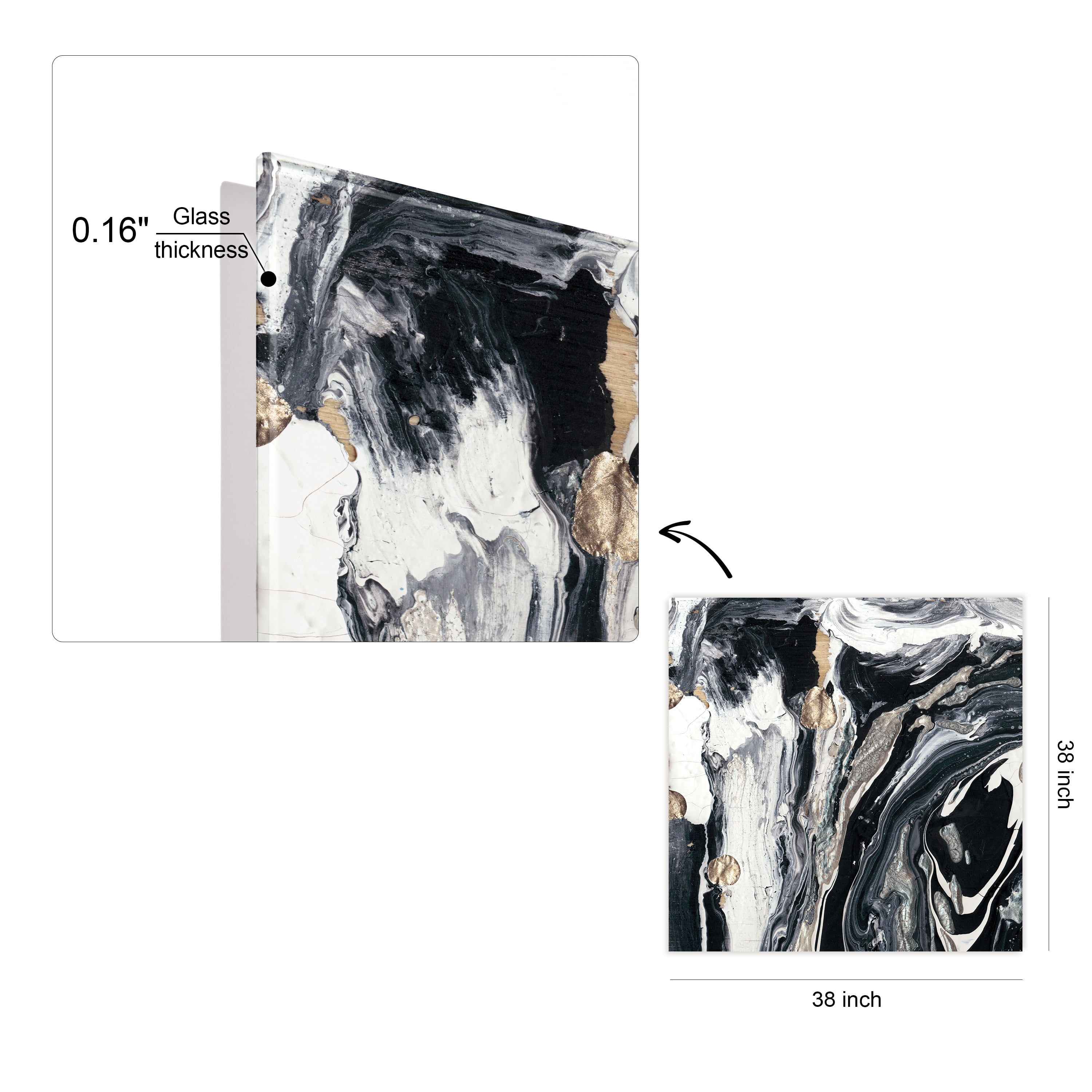 Ebony & Ivory B 36.00" x 0.20" Mixed Media Art, by Empire Art