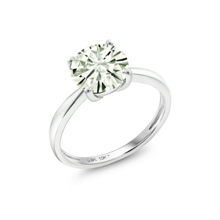 10K White Gold Ring Forever Classic Round Created Moissanite 1.00ct