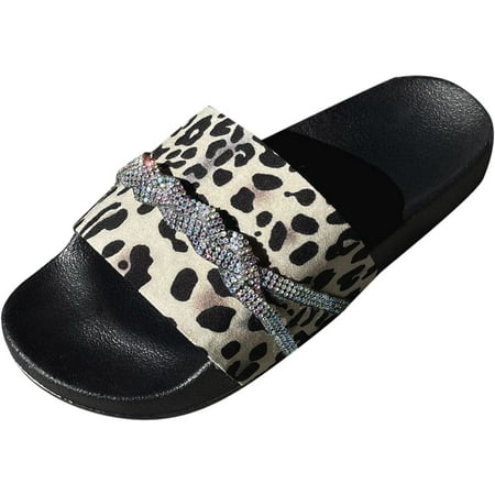 

Print Bottom Fashion Summer Women Shoes Beach Leopard Spring Slippers Size Rhinestones Large Flat and Women s Slipper Slippers Womens Slip on