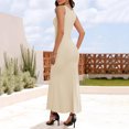 thumbnail image 5 of Laqbezok Women's Ribbed Square Neck Maxi Dress, Sleeveless Side Ruched Bodycon Gown, Casual Slim Fit Dress with High Slit for Summer Party Vacation, 5 of 5