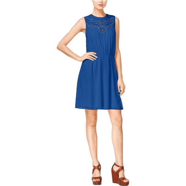 Maison Jules Vestido acampanado con cintura ceñida para mujer, Azul, XS