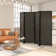 thumbnail image 2 of FDW 4 Panel Bamboo Room Divider Wall Folding Privacy Wall Divider Wood Screen for Living Room Bedroom Study, Black, 2 of 7