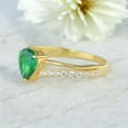 thumbnail image 3 of Pear Cut Emerald Engagement Ring Yellow Gold Plated Diamond Handmade Jewelry Art Deco Party Wear Ring Gift for Love, 3 of 4