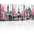 thumbnail image 3 of Large Wall Art for Bedroom Living Room Bathroom Black and White Paris Decor Print for Girls' Rooom Pink Paris Theme London Big Ben Tower Eiffel Tower Painting, 3 of 11