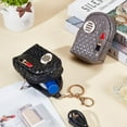 thumbnail image 3 of 2 Colors PU Leather Coin Purse Keychain Mini Wallet Keychain Small Backpack Coin Pouch Pendant Charm Zip Bag with Lipstick Printed for Change Keys Earphone Lipstick Storage Coffee+Black DIY, 3 of 8