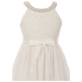 thumbnail image 3 of Big Girls' Embroidery Lace Pearl Trim Chiffon Holiday Party Flower Girl Dress Off White 12 (J21KS21), 3 of 3