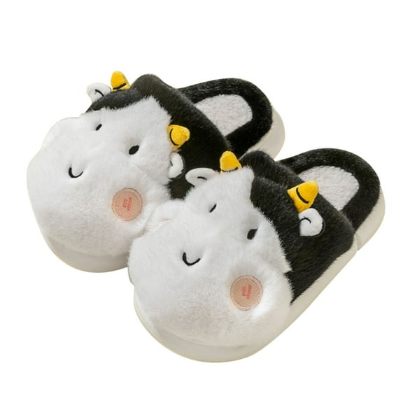 lnmuld Kids Slipper Winter Children Slippers Girl Boy Flat Non Round Toe Short Plush Warm Comfortable Cute Cartoon Sheep Shape Furry Lined Slippers Size:9-9.5 Years