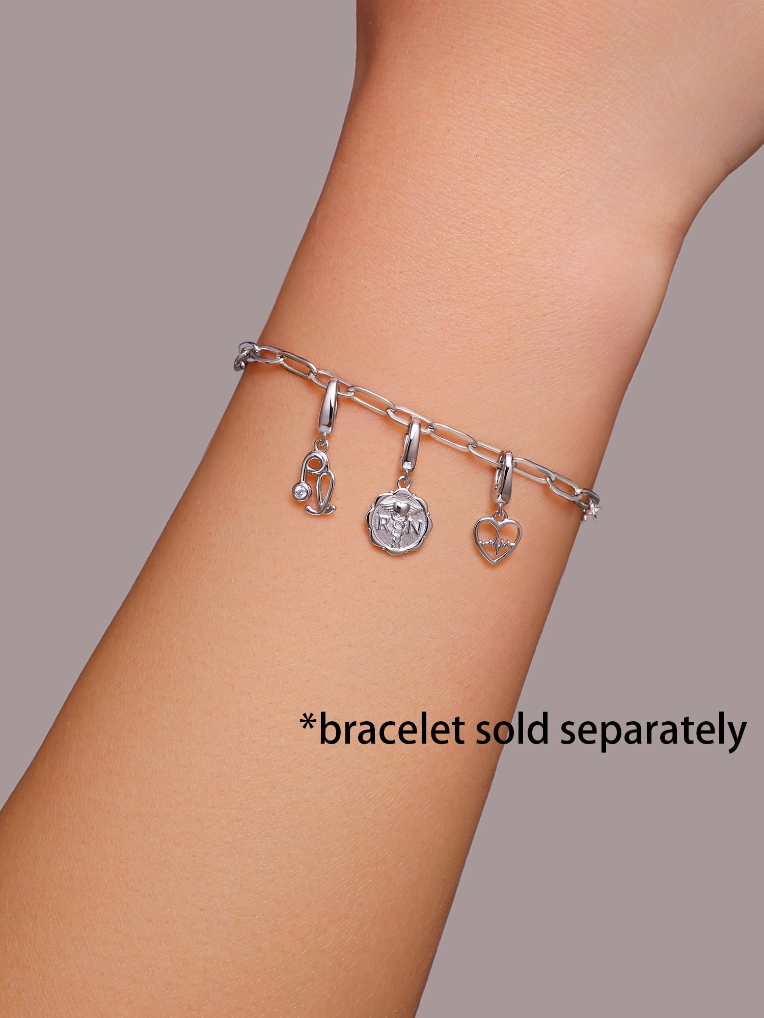 Brilliance Fine Jewelry Simulated Diamonds Nurse Charm Set in Sterling Silver