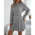thumbnail image 2 of Cogild Cable Knitted Sweaters for Womens Dress with Long Sleeves Crew Neck Tunic Dress Sweaters Versatile Fit Classic Design for Casual Outfits, 2 of 7