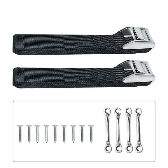 Battery Box Hold-Down Strap Tie Down Strap for Gas Fuel Heavy Duty Battery Box Replament Tie Down Straps Kit Anti-UV Strap with Stainless Steel Cam Buckle, Stainless Steel Deck Loop Mounts,SS Screws