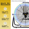 thumbnail image 3 of 8200 CFM 24 inch Portable High Velocity Drum Fan With Powerful 1/3 HP Motor, Turbo Blade, 3 Speed Low Noise Design and 9ft Power Cord for Air Circulation, Convenience - UL Listed, 3 of 13