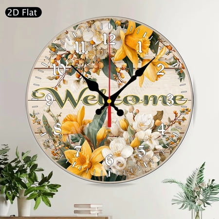 Patriotic American Gnome VOTE Round Wall Clock Red Poppies July 4th Election Decor