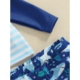 thumbnail image 5 of Toddler Baby Boy 3 Pcs Swimsuit Shark Print Long Sleeve Tops+ Shorts + Hat Sets Rash Guards Beach Bathing Suit Swimwear, 5 of 7