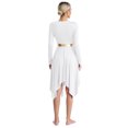 thumbnail image 2 of TiaoBug Women's Metallic Praise Lyrical Dance Costume Liturgical Worship Tunic Irregular Hem Dance Dress White M, 2 of 7