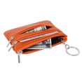 thumbnail image 4 of Monedero de piel auténtica para mujer, minimonedero con llavero, color naranja, 4 of 5