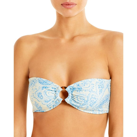 Faithfull the Brand Malady Printed Bandeau Bikini Top,, Blue, Medium
