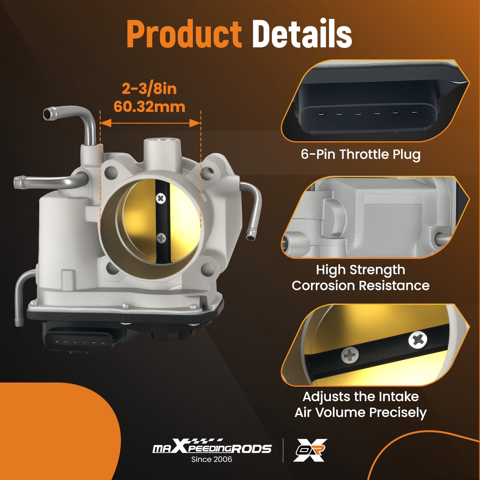 maXpeedingrods Throttle Body 22030-28040 for Toyota Camry 2005-2006, for Highlander 2003-2007, for Rav4 2004-2005, for Solara 2004-2006 22030-0H020 22030-28060 2203028040