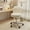 White, variant on Small Round Rolling Chair with Back PU Leather Height Adjustable,Swivel Vanity Work Computer Stool for Girls and Women,White