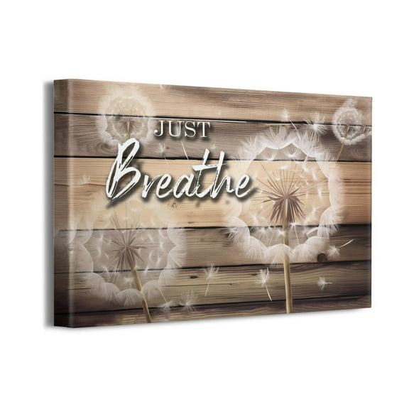 Rustic Canvas Wall Art White Dandelion Butterfly Art Prints for Living Room Decor Quotes Poster Brown Wood Background Framed Painting Modern Artwork Picture Rustic Home Decoration 16"x12"