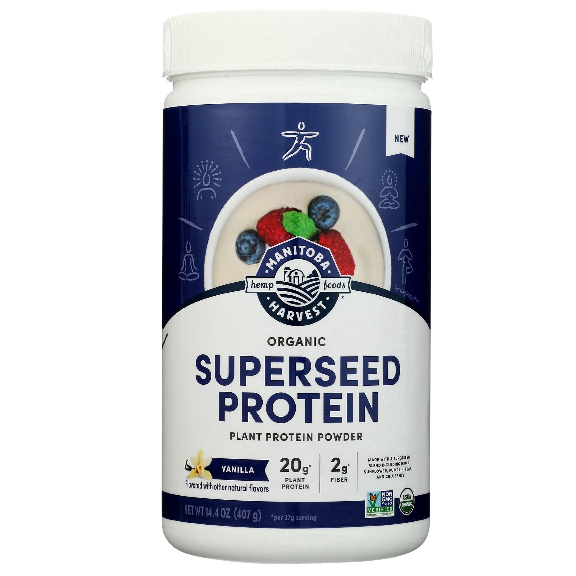 Manitoba Harvest Organic Superseed Plant-Based Protein Powder, Vanilla, 14.4 oz