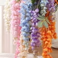 thumbnail image 5 of XmhyTop-A Artificial Flowers 2 Pcs Fake Wisteria Hanging Plants, Realistic Artificial Flowers for Home Decor, Wedding Decoration, Party Decor Indoor Outdoor Use,Pink, 5 of 5