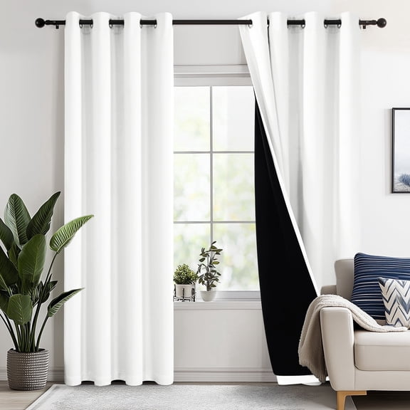 Deconovo 100% Blackout Curtains for Bedroom, Thermal Insulated, 2 Panels, 52"x63", Pure White