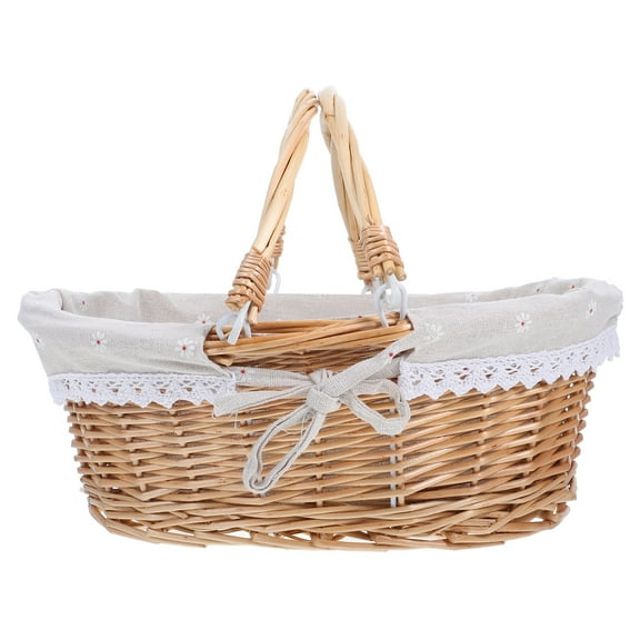 Wicker Basket with Handle for Food Storage Multi Color Small Size