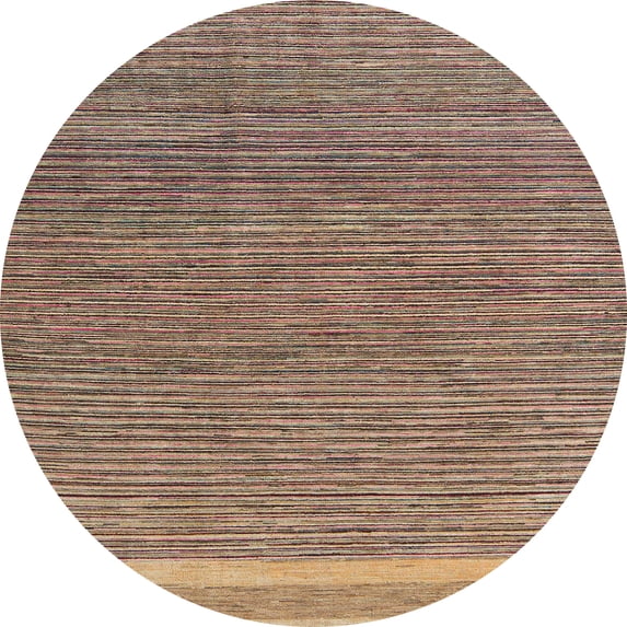 Ahgly Company Machine Washable Indoor Round Abstract Brown Sugar Brown Area Rugs, 8' Round