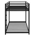 thumbnail image 3 of Twin Over Twin Metal Bunk Bed, Low Bunk Bed With Ladder, Suitable For Bedroom, Guest Room，Black, 3 of 9
