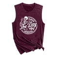 thumbnail image 1 of Gpoecd Débardeurs Graphiques pour Femmes Été Décontracté Sans Manches Col Rond Basiques Noirs T-Shirts Imprimés Camisole pour Femmes Vin,G, 1 of 3