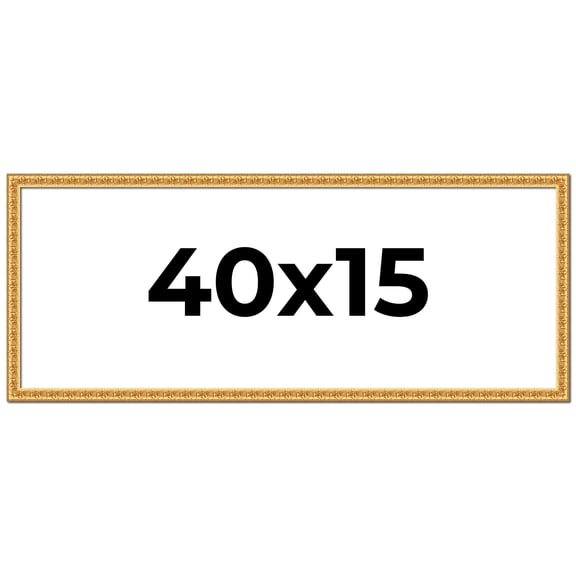 40x15 Frame Gold Real Wood Picture Frame Width 1 inches | Interior Frame Depth 0.5 inches | Edwina