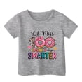 thumbnail image 4 of Tfken Girls Tees For Summer Crew Neck Letter Print Short Sleeve Tops Fashion Back To School Toddler Soft Tops Gray Size 12-13 Years, 4 of 4