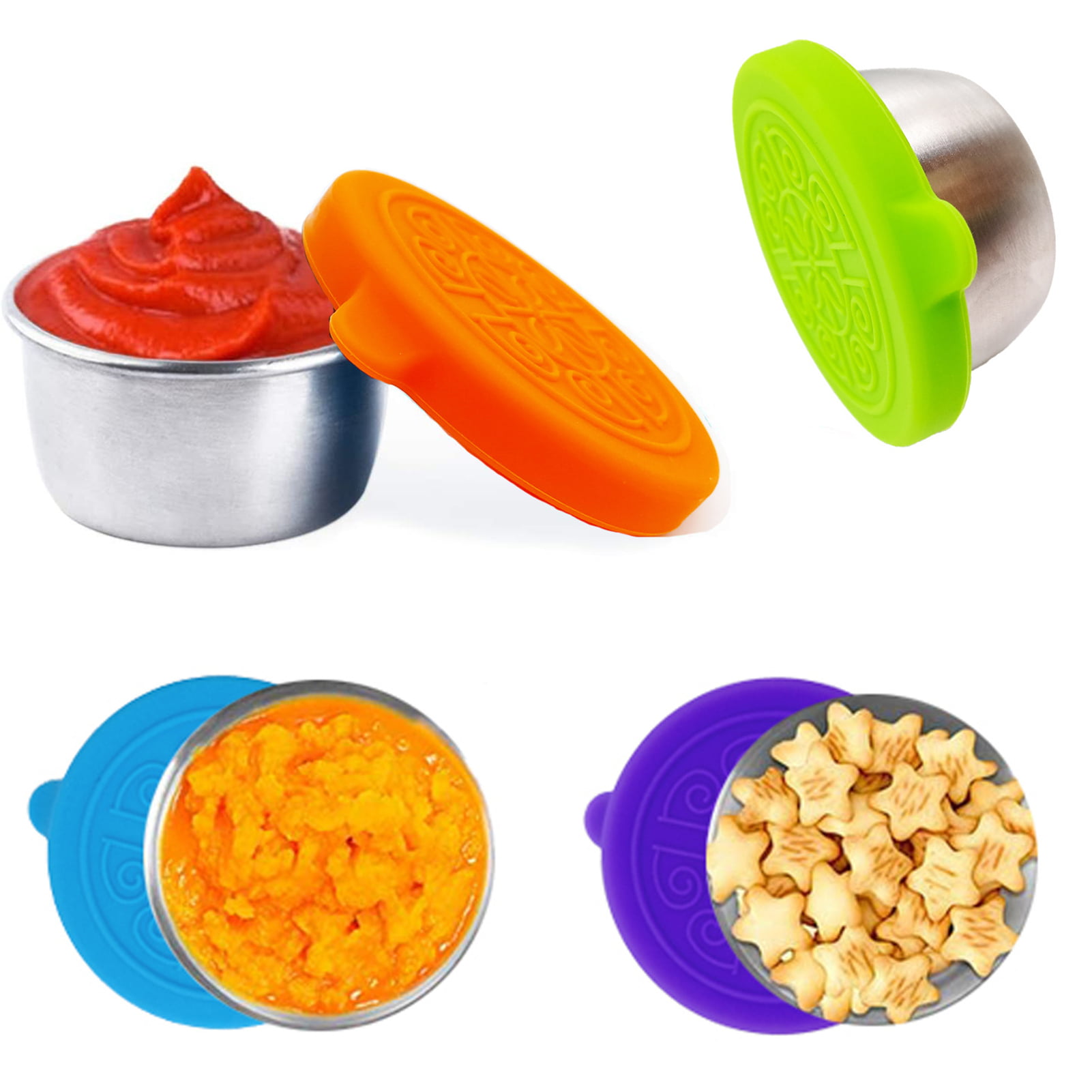 Farfi 50ml Dipping Sauce Cup Good Sealing Easy to Carry Leakproof  Convenient Anti-rust Dipping Sauce Portable Reusable Sauce Container with  Silicone