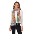 thumbnail image 2 of FORMRS Womens Scarf Winter Soft Long Big Warm Shawls Wrap Tassel Scarves, Purple Cityscape Painting, 2 of 9