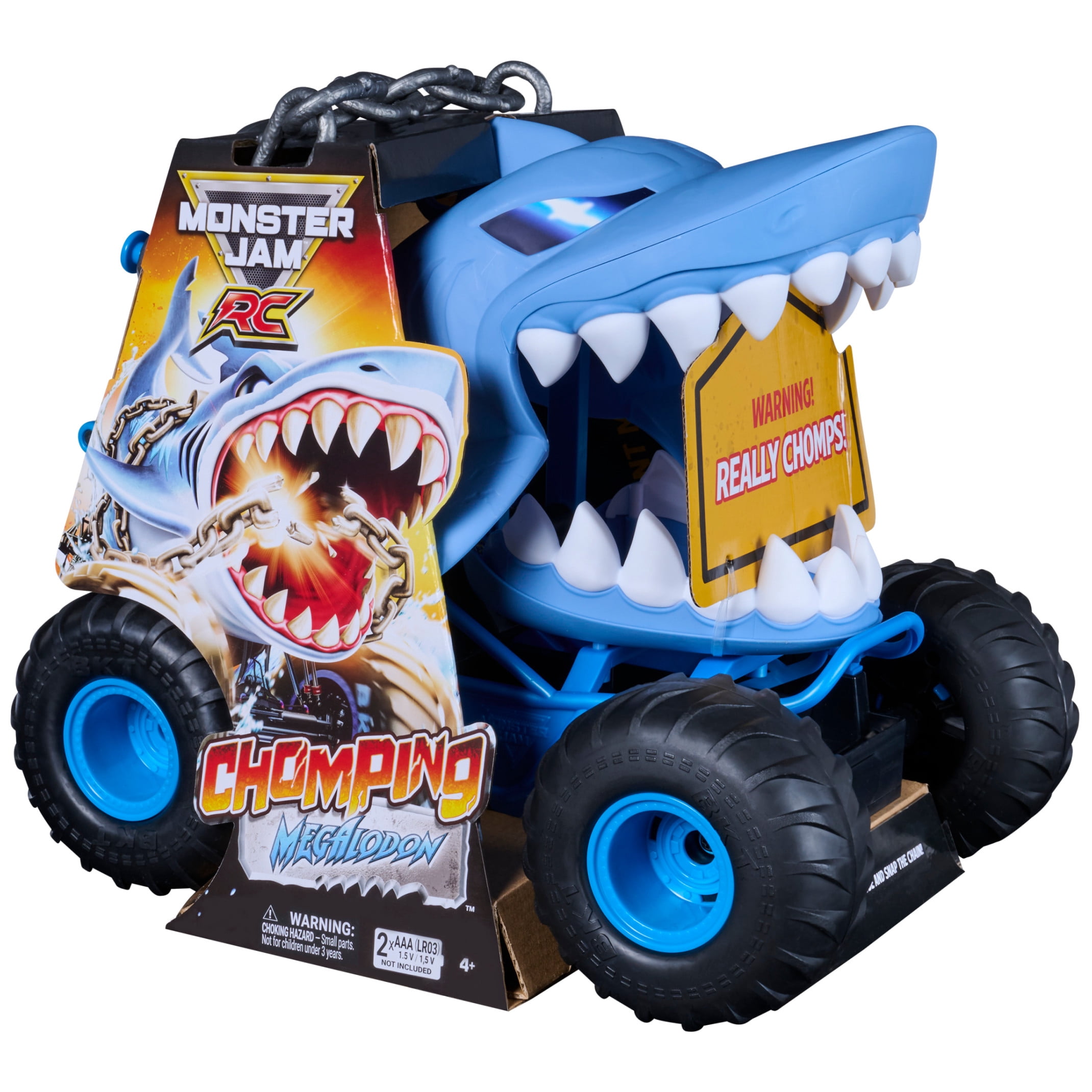 Monster Jam Chomping Megalodon RC Truck, 1:15 Scale, for Kids Ages 4 and up